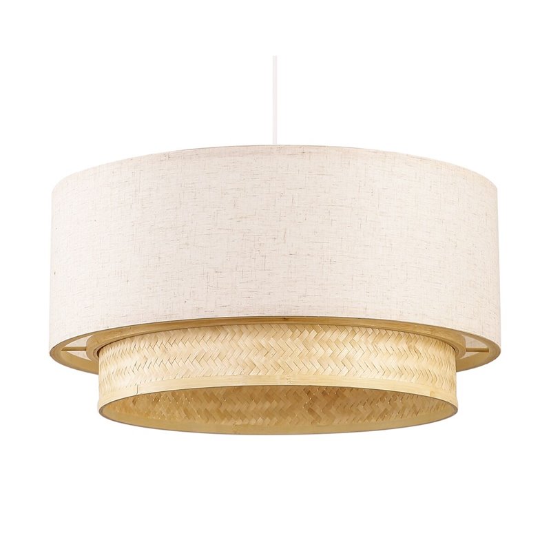 Image secondaire de Suspension DKD Home Decor Polyester Blanc Marron Clair Bambou 50 W (50 x 50 x 25 cm)