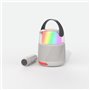 ENCEINTE BLUETOOTH LUMINEUSE AVEC MICRO CHANGE VOIX KARAOKE GRIS