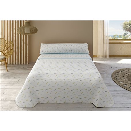 Jeu de draps Libela PEDRO Bleu Gran lit 2 persones