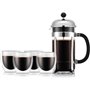 Cafetiere a piston - BODUM - CHAMBORD SET - 8 tasses 1.0 l + 4 verres PAVINA double paroi 25 cl
