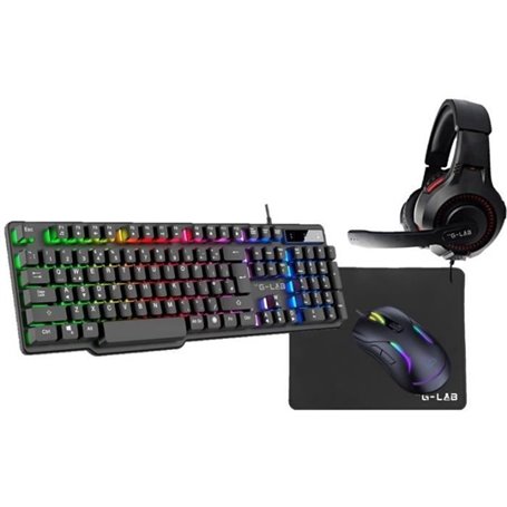 COMBO GAMING 4en1 - THE G-LAB - COMBO-SULFUR/FR - Clavier et Souris rétroéclairé Gaming + Casque Gaming + Tapis de souris