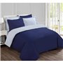 VISION - Parure housse de couette - Réversible Uni Marine et gris 240x220cm - 100% coton