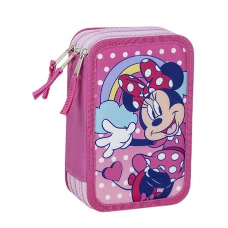 Pochette à crayons triple Minnie Mouse Rose 12