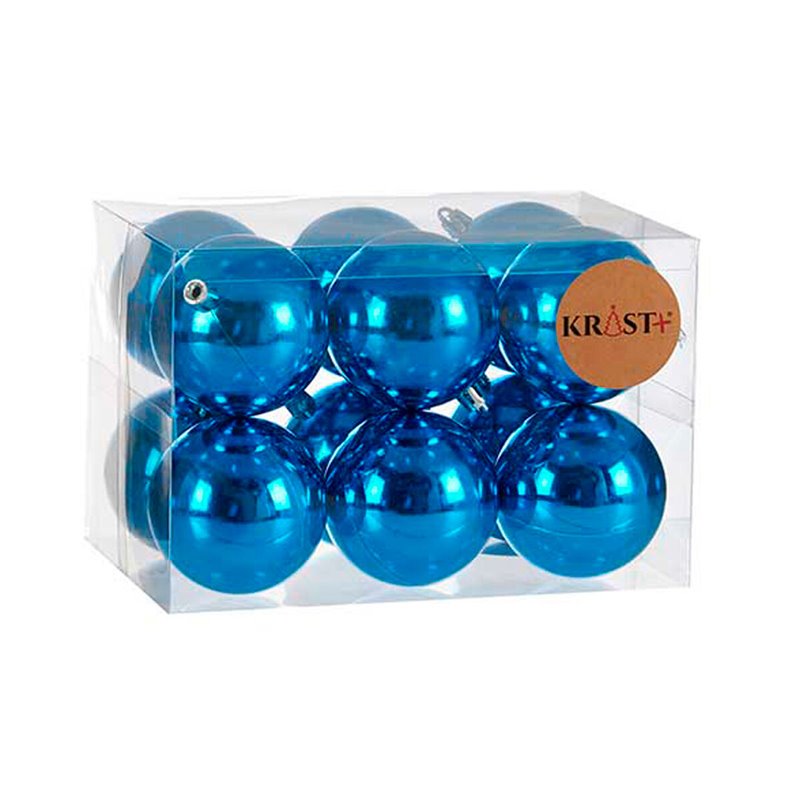 Image secondaire de Lot de boules de Noël Bleu Plastique Ø 7 cm (12 Unités)