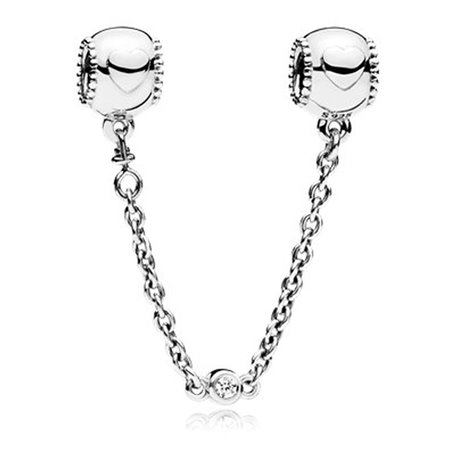 Perle de verre Femme Pandora EMBOSSED HEARTS  SAFETY CHAIN