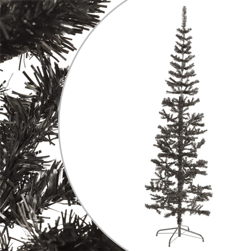 VidaXL Sapin de Noël étroit Noir 180 cm