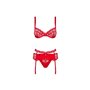 Ensemble de Lingerie en Dentelle Obsessive Heartina Rouge S/M