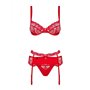 Ensemble de Lingerie en Dentelle Obsessive Heartina Rouge S/M