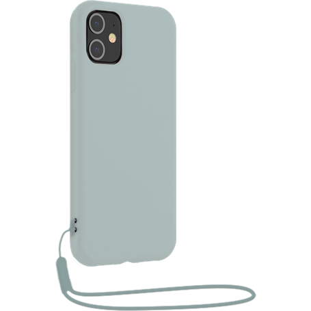 Coque Silicone + dragonne assortie Bleu ciel pour iPhone 12 / 12 Pro Bigben