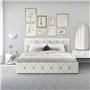 Lit adulte DAVID 160 x 200 cm - 4 tiroirs - Sommier inclus - Simili blanc