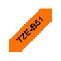 Brother TZe-B51 ruban d'étiquette Noir sur fond orange fluorescent