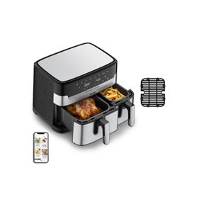 Tefal Dual Easy Fry & Grill EY905D Double 8,3 L Autonome 2700 W Friteuse dair chaud Acier inoxydable Tefal Dual Easy Fry & Grill EY905D Double 8