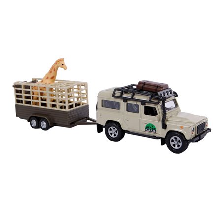 Kids Globe Die-cast Land Rover with Giraffe trailer