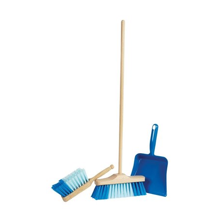 GOKI Pelle à poussière avec balayette et balai bleu pour enfant