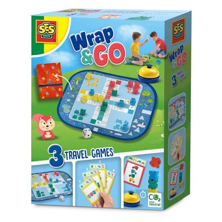 SES Creative Wrap&Go jeux de voyage - Petits chevaux - Jeu de famille - Jeu de rapidité et correspondance