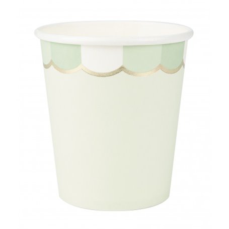 Gobelets festonnes 200 ml vert pastel x 8