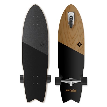 Skate Surfboard Street Surfing Shark Attack 36" koa black