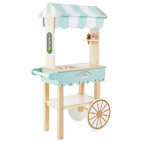 Chariot à glace en bois - turquoise