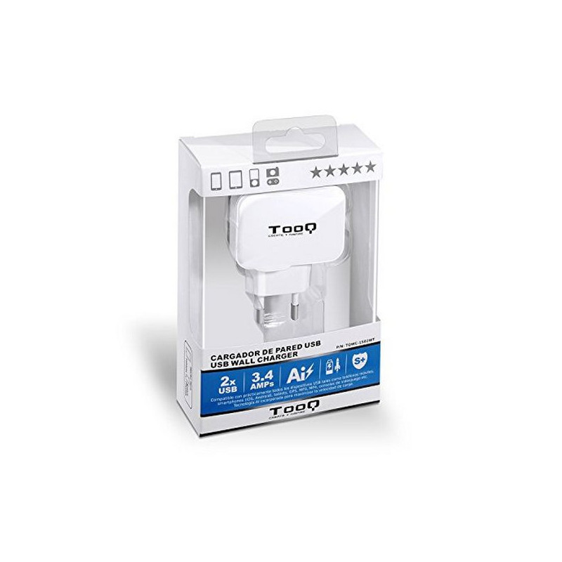 Image secondaire de Chargeur mural TooQ TQWC-1S02WT USB x 2 17W Blanc