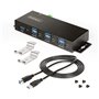StarTech.com Hub USB 3.0 7 Ports avec 7x USB-A, Boîtier Industriel en Métal, Hub USB 7 ports avec Protection ESD, Montag