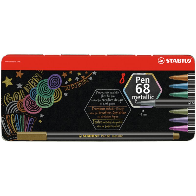 STABILO Pen68 Metallic stylo-feutre Cuivre, Or, Bleu métal, Vert métal, Rose métallique, Violet métallisé, Argent