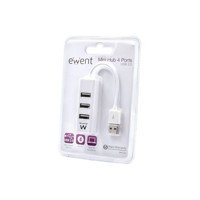 Image secondaire de Ewent EW1122 hub & concentrateur USB 2.0 Blanc