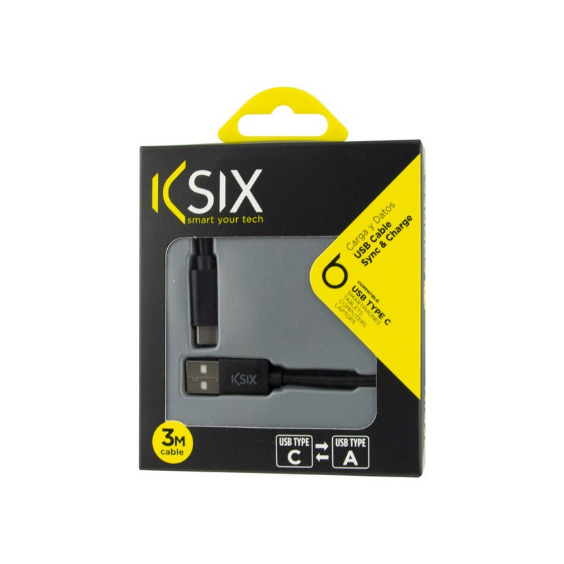 Image secondaire de Câble USB-C vers USB KSIX 3 m Noir