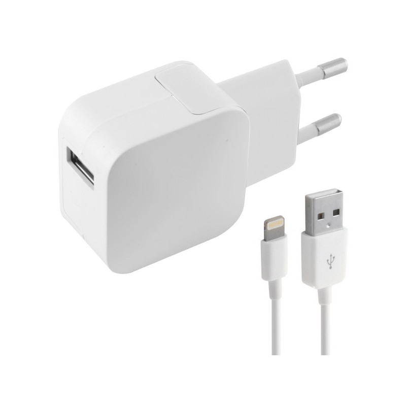 Chargeur Mural + Câble Lightning MFI KSIX Apple-compatible 2.4A USB iPhone