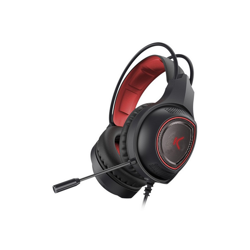 Casques avec Micro Gaming KSIX Drakkar USB LED Noir Rouge