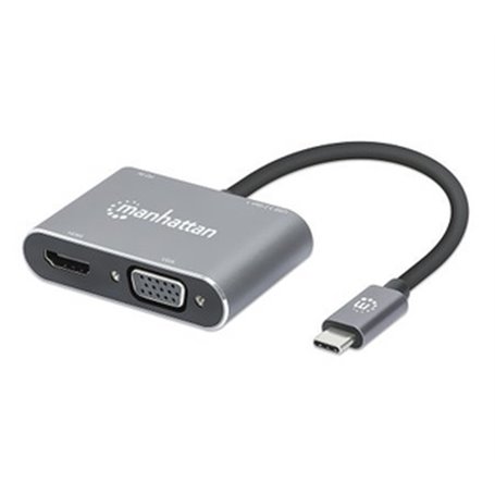 Manhattan 130691 station d'accueil Avec fil USB 3.2 Gen 1 (3.1 Gen 1) Type-C Gris