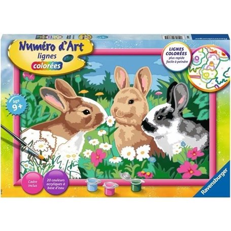 Kit complet de Peinture au numéro - Numéro d'art - grand format - Lapins dans le pré - Ravensburger