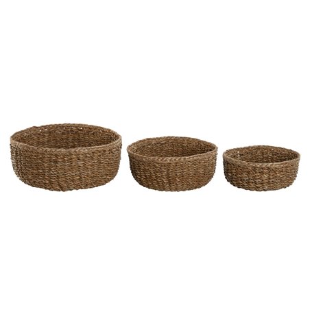 Set de basket Home ESPRIT Naturel Fibre naturelle Boho 30 x 30 x 13 cm (3 Pièces)