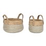Set de basket Home ESPRIT Blanc Naturel Marron Clair PVC Herbier marin Joncs 35 x 35 x 30 cm (2 Pièces)