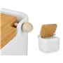 Salière avec couvercle Blanc Marron Céramique Bambou 800 ml (6 Unités)