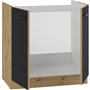 Meuble sous evier - MODENA - 80 cm - 2 portes battantes - Chene artisan et noir mat - CUISINIER