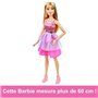 BARBIE GRANDE POUPÉE BLONDE FASHIONISTAS AVEC ROBE ROSE IRISÉE, 71 CM,