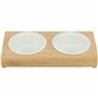 Mangeoire pour chiens Trixie Blanc Naturel Céramique Bambou Ø 12 cm 2 x 250 ml 30 × 5 × 14 cm