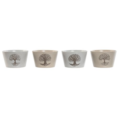Bol Home ESPRIT Blanc Beige Grès 570 ml 13 x 13 x 8 cm (4 Unités)