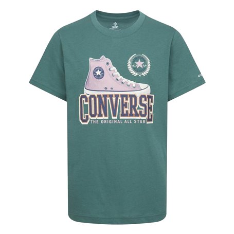 T shirt à manches courtes Enfant Converse Script Sneaker Gfx Sse Cyan