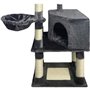 SWIFTY Arbre a chat - 55 x 40 x 138 cm - Gris foncé - 3 plateformes, 1 perchoir, 1 niche, poteaux a griffer