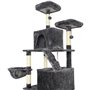 TAYLOR Arbre a chat - 60 x 50 x 206 cm - Gris foncé -  2 plateformes, 1 perchoir, 2 cabanes, 1 hamac