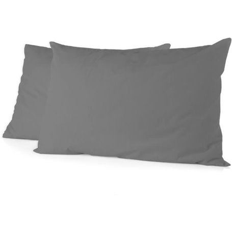 Lot de 2 taies d'oreiller - HOME LINGE PASSION - 50 x 70 cm - Gris anthracite
