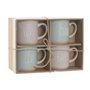 Ensemble de 4 mugs Home ESPRIT Bleu Rose Grès 355 ml 9,7 x 7 x 9,2 cm