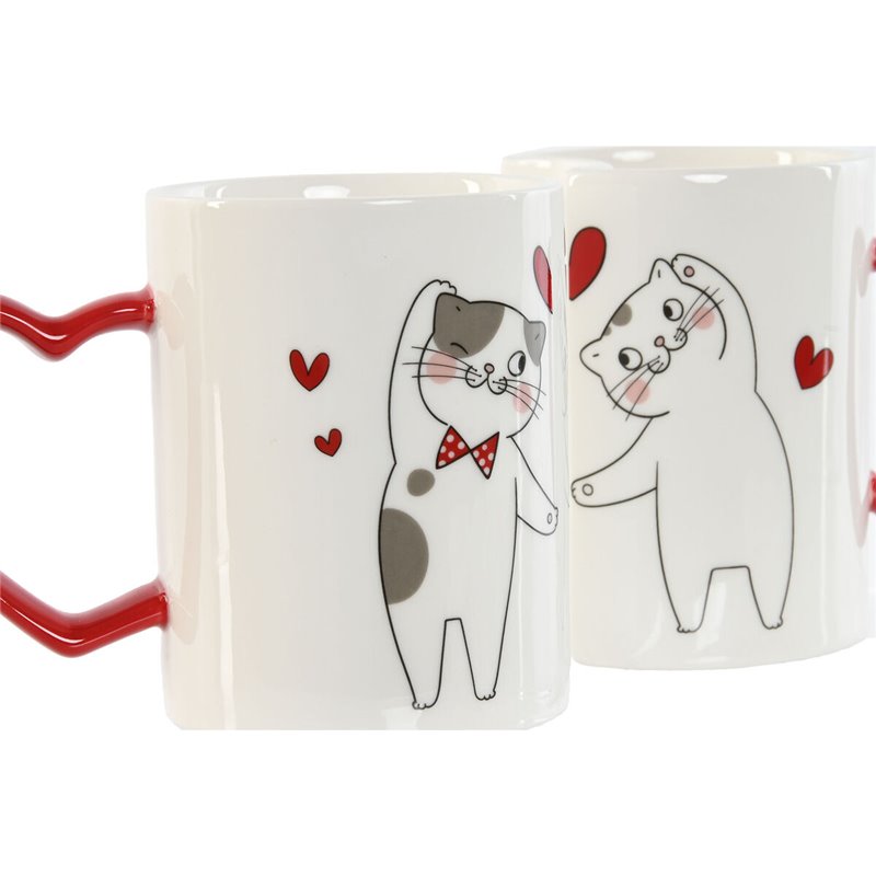 Image secondaire de Ensemble de 2 mugs Home ESPRIT Love Blanc Rouge Chats
