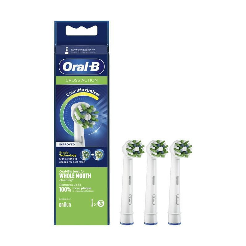 Oral-B CrossAction 80338444 tête de brosses 3 pièce(s) Blanc