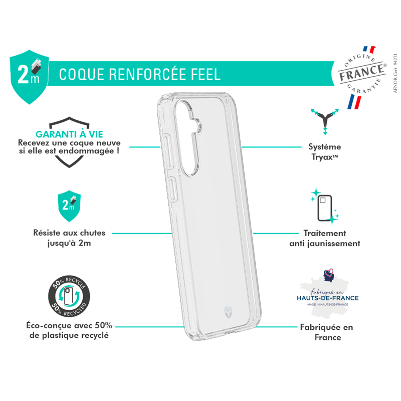 Image secondaire de Coque Renforcée Samsung Galaxy A16 4G / Galaxy A16 5G FEEL Origine France Garantie Transparent - Garantie à vie Force Case