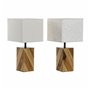 Lampe de bureau DKD Home Decor 25,5 x 25,05 x 52 cm Sapin Naturel Beige Métal Crème 220 V 60 W 25 x 25 x 21 cm (2 Unités)