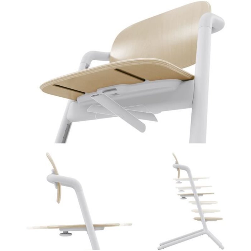 Image secondaire de CYBEX - Chaise haute évolutive - Pack 3 en 1 - LEMO 2 - Blanc/ Bois - Réglable en hauteur et en profondeur - Set bébé inclus
