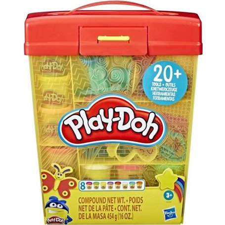 Play-Doh Super boîte a accessoires avec 8 Pots de pâte a modeler, Jeu éducatif pour enfants de 3 ans et plus