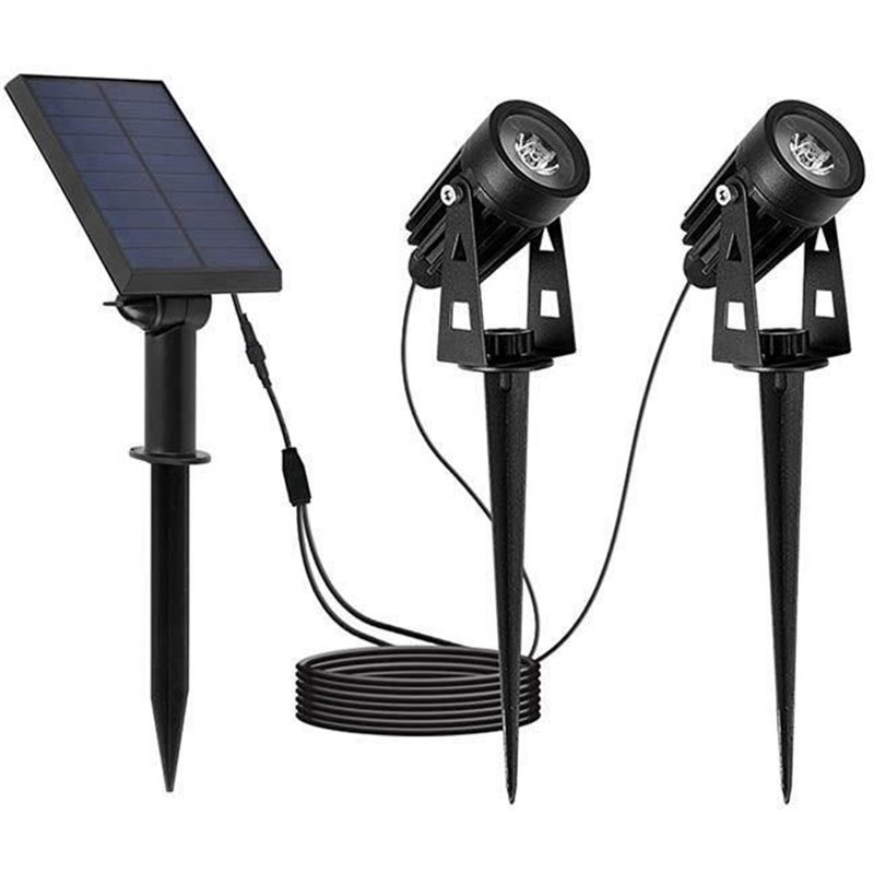 Doubles spots solaires 2 en 1 à piquer ou à fixer - LUMISKY - ROUNDY - H27 cm - LED blanc froid